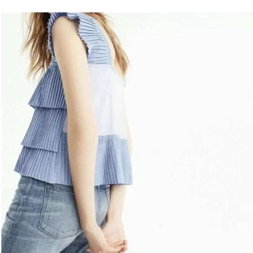 J. Crew Blue and White Layered Blouse